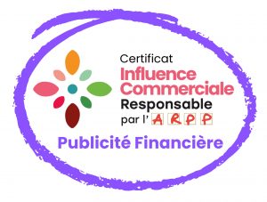 Logo du certificat influence commerciale responsable par l'ARPP, option publicité financière